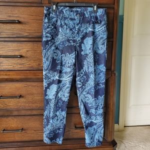 New Chico's Girlfriend Slim Leg Ankle Blue Paisley Sz 1.5